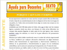 Modelo de la Ficha de Por qué caen los Cuerpos para Sexto de Primaria