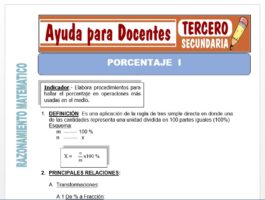 Modelo de la Ficha de Porcentaje I para Tercero de Secundaria