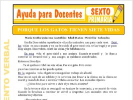 Modelo de la Ficha de Porque los Gatos Tienen Siete Vidas para Sexto de Primaria