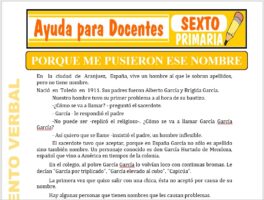 Modelo de la Ficha de Porque me Pusieron ese Nombre para Sexto de Primaria