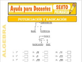Modelo de la Ficha de Potenciación y Radicación para Sexto de Primaria