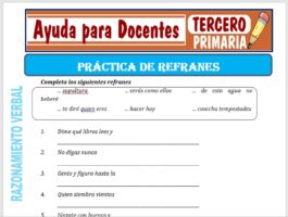Modelo de la Ficha de Práctica de Refranes para Tercero de Primaria