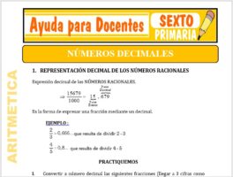 Modelo de la Ficha de Los Números Decimales para Sexto de Primaria