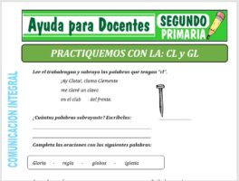 Modelo de la Ficha de Practiquemos la CL y GL para Segundo de Primaria