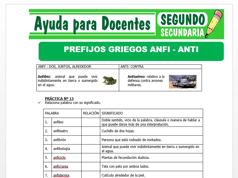 Modelo de la Ficha de Prefijos Griegos AMFI - ANTI para Segundo de Secundaria Modelo de la Ficha de Prefijos Griegos AMFI - ANTI para Segundo de Secundaria