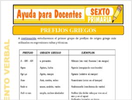 Modelo de la Ficha de Prefijos Griegos para Sexto de Primaria