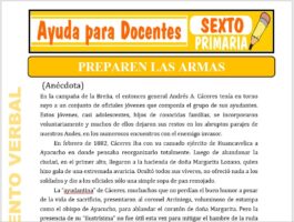 Modelo de la Ficha de Preparen las Armas para Sexto de Primaria