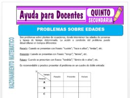 Modelo de la Ficha de Problemas Sobre Edades para Quinto de Secundaria