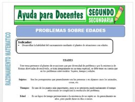 Modelo de la Ficha de Problemas Sobre Edades para Segundo de Secundaria