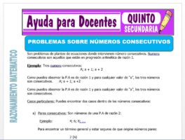 Modelo de la Ficha de Problemas Sobre Números para Quinto de Secundaria