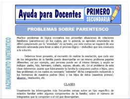 Modelo de la Ficha de Problemas Sobre Parentesco para Primero de Secundaria
