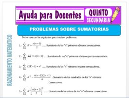 Modelo de la Ficha de Problemas Sobre Sumatorias para Quinto de Secundaria
