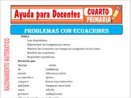 Modelo de la Ficha de Problemas con Ecuaciones para Cuarto de Primaria