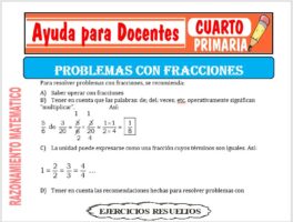 Modelo de la Ficha de Problemas con Fracciones para Cuarto de Primaria