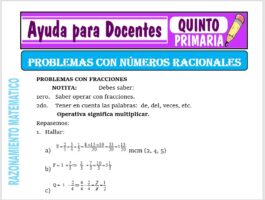 Modelo de la Ficha de Problemas con Números Racionales para Quinto de Primaria