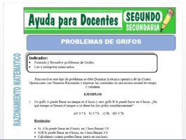 Modelo de la Ficha de Problema de Grifos para Segundo de Secundaria