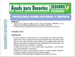 Modelo de la Ficha de Problemas Sobre Máximos Mínimos para Segundo de Secundaria