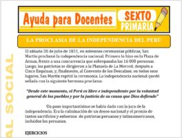 Modelo de la Ficha de Proclama de la Independencia del Perú para Sexto de Primaria