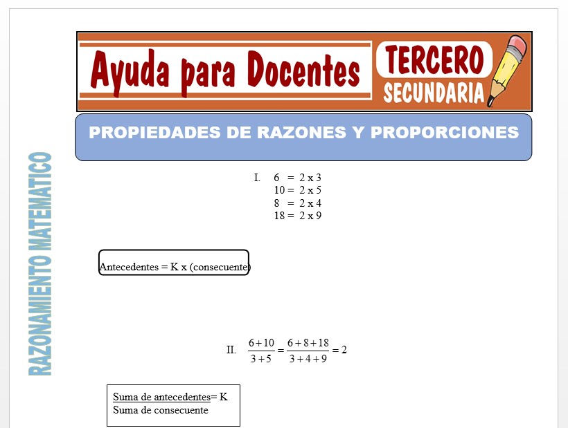 Modelo de la Ficha de Propiedades de Razones y Proporciones para Tercero de Secundaria Modelo de la Ficha de Propiedades de Razones y Proporciones para Tercero de Secundaria