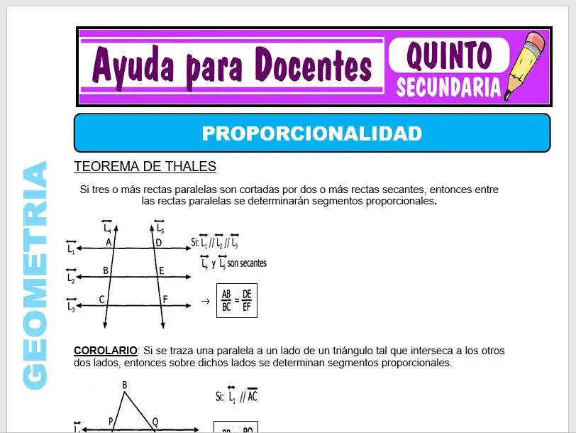 Modelo de la Ficha de Proporcionalidad para Quinto de Secundaria