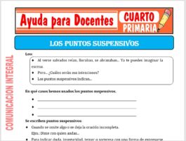 Modelo de la Ficha de Los Puntos Suspensivos para Cuarto de Primaria