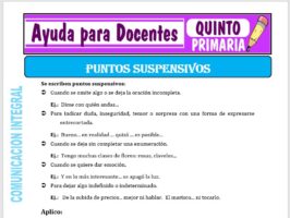 Modelo de la Ficha de Puntos Suspensivos para Quinto de Primaria