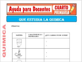 Modelo de la Ficha de Que estudia la química para Cuarto de Primaria