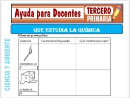 Modelo de la Ficha de Que Estudia la Química para Tercero de Primaria