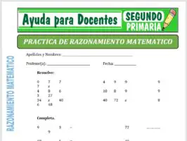 Modelo de la Ficha de Razonamiento Matemático para Segundo de Primaria