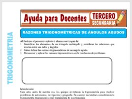 Modelo de la Ficha de Regiones Trigonométricas de Ángulos Agudos para Tercero de Secundaria