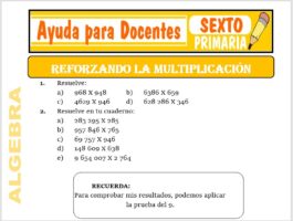 Modelo de la Ficha de Reforzando la Multiplicación para Sexto de Primaria