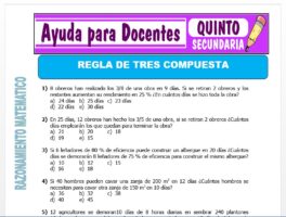 Modelo de la Ficha de Regla de Tres Compuesta para Quinto de Secundaria