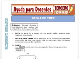 Modelo de la Ficha de Regla de Tres para Tercero de Secundaria