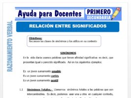 Modelo de la Ficha de Relación entre Significado para Primero de Secundaria