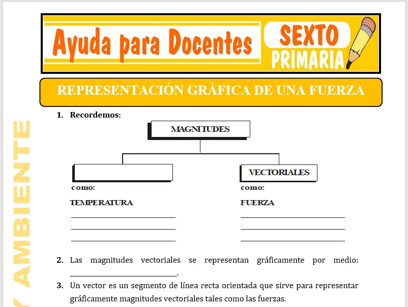 Modelo de la Ficha de Representación de una Fuerza para Sexto de Primaria Modelo de la Ficha de Representación de una Fuerza para Sexto de Primaria