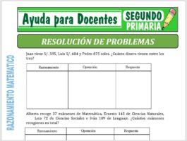 Modelo de la Ficha de Resolución de Problemas para Segundo de Primaria