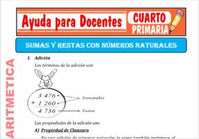 Modelo de la Ficha de Suma y Resta de Números Naturales para Cuarto de Primaria