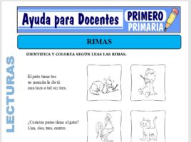 Modelo de la Ficha de Rimas para Primero de Primaria