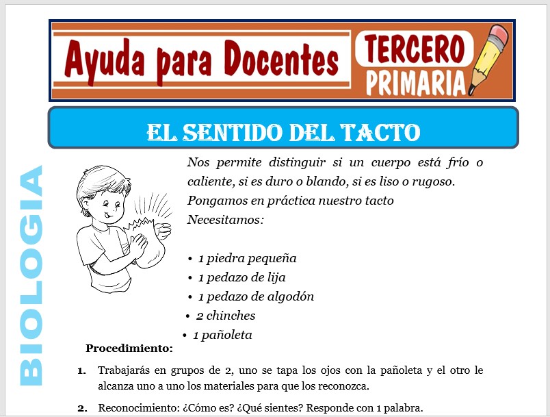 Modelo de la Ficha de Sentido del Tacto para Tercero de Primaria