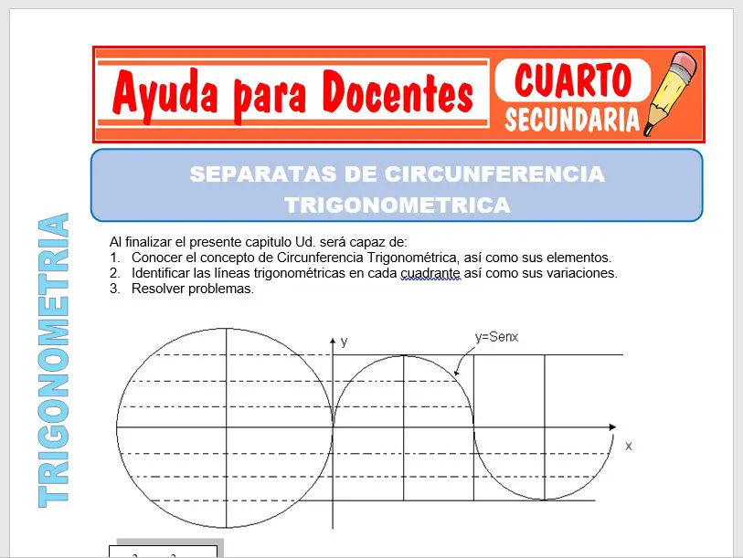 Modelo de la Ficha de Circunferencia Trigonométrica para Cuarto de Secundaria Modelo de la Ficha de Circunferencia Trigonométrica para Cuarto de Secundaria
