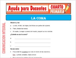 Modelo de la Ficha de La Coma para Cuarto de Primaria