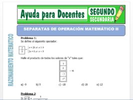 Modelo de la Ficha de Separatas de Operación Matemático II para Segundo de Secundaria