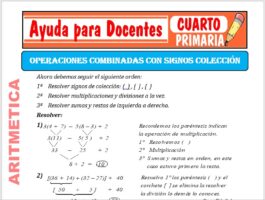 Modelo de la Ficha de Operaciones Combinadas con Signos de Colección para Cuarto de Primaria
