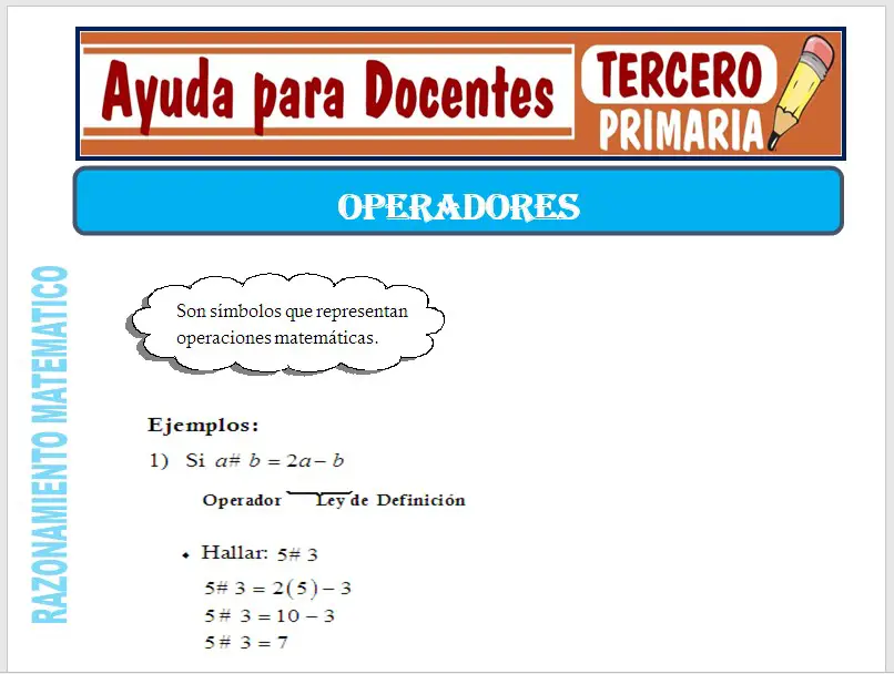 Modelo de la Ficha de Separatas de Operadores para Tercero de Primaria Modelo de la Ficha de Separatas de Operadores para Tercero de Primaria