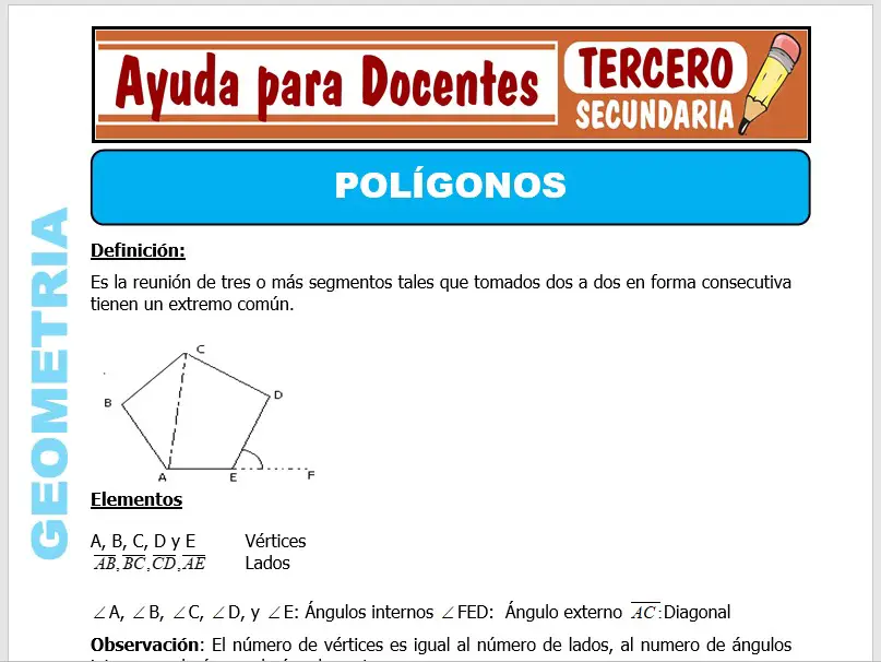 Modelo de la Ficha de Separatas de Polígonos para Tercero de Secundaria
