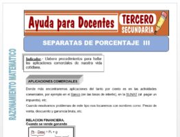 Modelo de la Ficha de Separatas de Porcentaje III para Tercero de Secundaria
