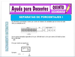 Modelo de la Ficha de Separatas de Porcentajes I para Quinto de Secundaria