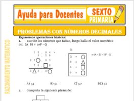 Modelo de la Ficha de Problemas con Números Decimales para Sexto de Primaria