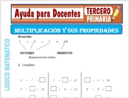 Modelo de la Ficha de Separatas de Propiedades de la, Multiplicación para Tercero de Primaria