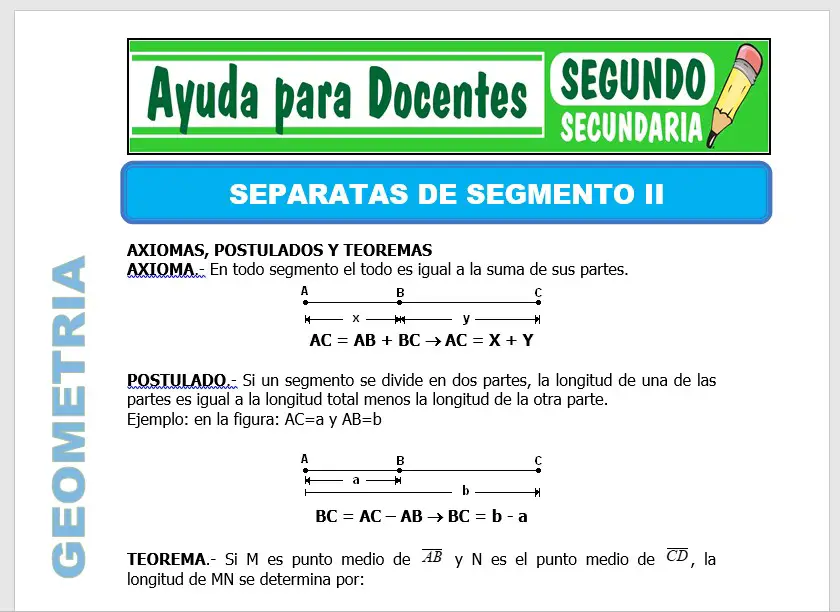 Modelo de la Ficha de Separatas de Segmento II para Segundo de Secundaria